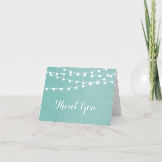 Carte De Remerciements Aqua String Lights Wedding Thank You Card (Devant)