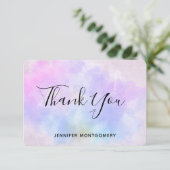 Carte De Remerciements Aquarelle Abstraite bleu violet élégant (Debout devant)