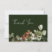 Carte De Remerciements Aquarelle accords floraux Mariage vert (Devant)