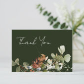 Carte De Remerciements Aquarelle accords floraux Mariage vert (Debout devant)