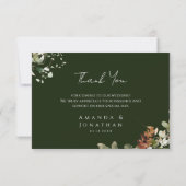 Carte De Remerciements Aquarelle accords floraux Mariage vert (Dos)