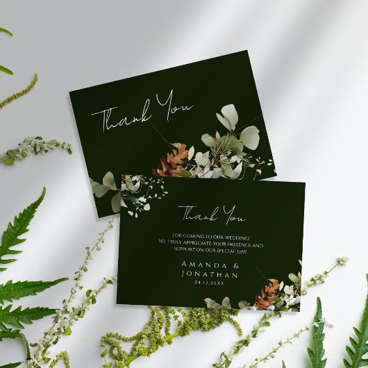 Carte De Remerciements Aquarelle accords floraux Mariage vert