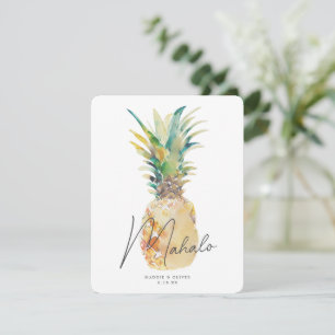Carte De Remerciements Aquarelle Ananas Tropical Destination Mariage