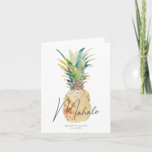 Carte De Remerciements Aquarelle Ananas Tropical Destination Mariage