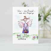 Carte De Remerciements Aquarelle Angel Dessin bleu violet et vert (Debout devant)