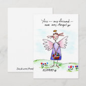 Carte De Remerciements Aquarelle Angel Dessin bleu violet et vert (Devant / Derrière)