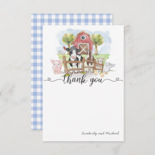 Carte De Remerciements Aquarelle Animaux de ferme Anniversaire   BABY SHO