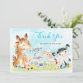 Carte De Remerciements Aquarelle Animaux de ferme garçon (Debout devant)