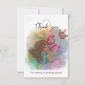 Carte De Remerciements Aquarelle Anniversaire Papillon fille (Devant)