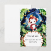 Carte De Remerciements Aquarelle Anniversaire Singe Capriceux (Devant / Derrière)