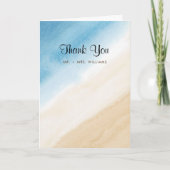 Carte De Remerciements Aquarelle Aqua Blue sur le Mariage de mer (Devant)