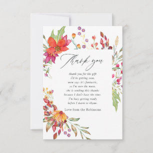 Carte De Remerciements Aquarelle Aquarelle Fleur sauvage Baby shower