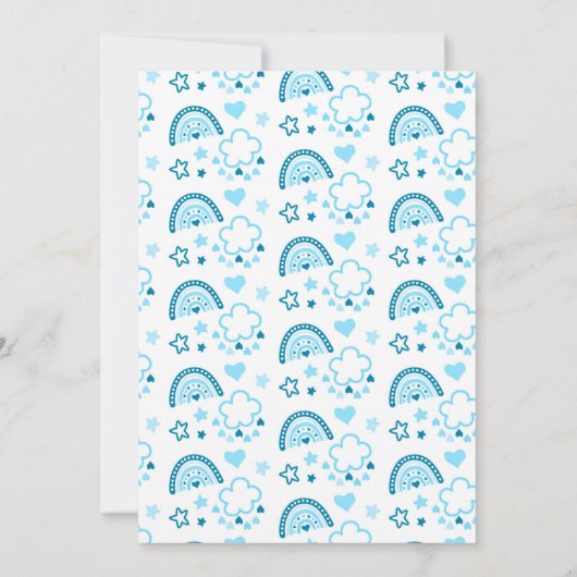 Carte De Remerciements Aquarelle arc-en-ciel jolie Baby shower bleu éléga (Dos)