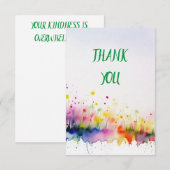 Carte De Remerciements Aquarelle Art Floral (Devant / Derrière)