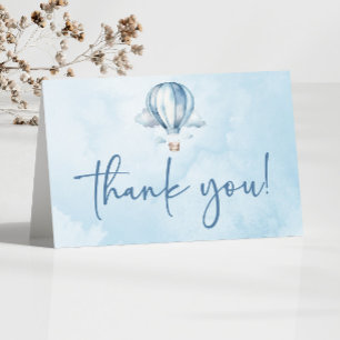 Carte De Remerciements Aquarelle Baby shower à air chaud bleu