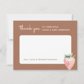 Carte De Remerciements Aquarelle Baby shower fraise (Devant)