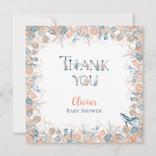 Carte De Remerciements Aquarelle Baleine Florale Sous la Mer