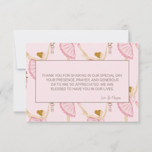 Carte De Remerciements Aquarelle Ballerina Nutcracker (Dos)