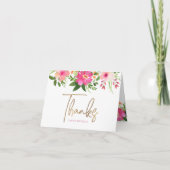 Carte De Remerciements Aquarelle bat mitzvah rose Floral or Script (Devant)