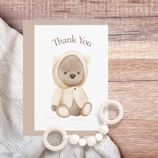 Carte De Remerciements Aquarelle Bear Cute Baby shower simple