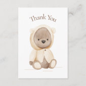 Carte De Remerciements Aquarelle Bear Cute Baby shower simple (Devant)