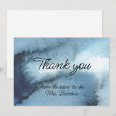 Carte De Remerciements Aquarelle bleu bleu foncé (Devant / Derrière)