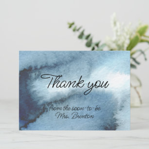 Carte De Remerciements Aquarelle bleu bleu foncé