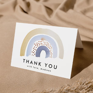 Carte De Remerciements Aquarelle bleu clair arc-en-ciel