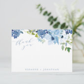 Carte De Remerciements Aquarelle Bleu Clair Chic Script Floral Custom (Debout devant)