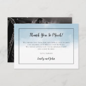 Carte De Remerciements Aquarelle bleu clair noir Script photo Mariage (Devant / Derrière)