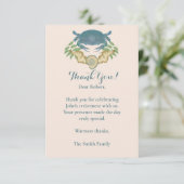 Carte De Remerciements Aquarelle Bleu Crabe Retraite (Debout devant)