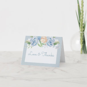 Carte De Remerciements Aquarelle bleu doux floral esquissé