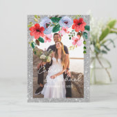 Carte De Remerciements Aquarelle bleu Dusty Parties scintillant argent Ar (Debout devant)