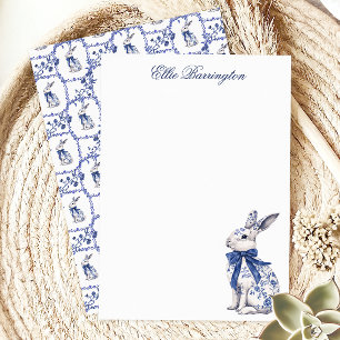 Carte De Remerciements Aquarelle Bleu et blanc Chinoiserie Lapin Rabbit