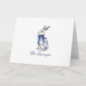 Carte De Remerciements Aquarelle Bleu et blanc Chinoiserie Lapin Rabbit
