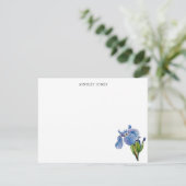 Carte De Remerciements Aquarelle bleu fleur Iris (Debout devant)