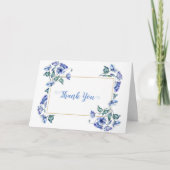 Carte De Remerciements Aquarelle bleu floral (Devant)