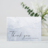 Carte De Remerciements Aquarelle bleu foncé simple (Debout devant)