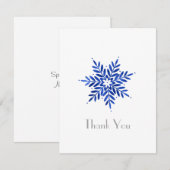 Carte De Remerciements Aquarelle bleu Indigo Flocon de neige Abstrait (Devant / Derrière)
