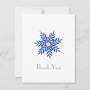 Carte De Remerciements Aquarelle bleu Indigo Flocon de neige Abstrait