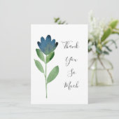 Carte De Remerciements Aquarelle bleu Indigo vert Abstraite Fleur (Debout devant)