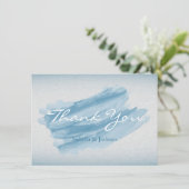 Carte De Remerciements Aquarelle bleu moderne (Debout devant)