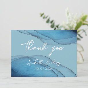 Carte De Remerciements Aquarelle bleu sarcelle de l'océan