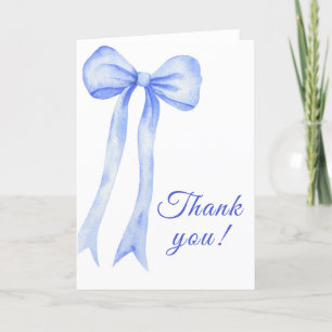 Carte De Remerciements Aquarelle bleue a Bow Bow Baby shower
