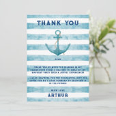 Carte De Remerciements Aquarelle Bleue Cute Ancre marine (Debout devant)