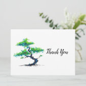 Carte De Remerciements Aquarelle bleue de Bonsai (Debout devant)