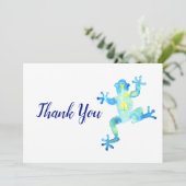 Carte De Remerciements Aquarelle bleue Grenouille (Debout devant)