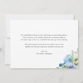 Carte De Remerciements Aquarelle Blue Hydrangea Floral Garland Mariage (Dos)