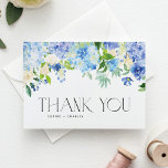 Carte De Remerciements Aquarelle Blue Hydrangea Floral Garland Mariage<br><div class="desc">Envoyez un merci aux clients et aux clients avec ce carte de remerciements personnalisable. Il présente des hydrangées bleu et violet, des roses d'ivoire et de la verdure. Personnalisez ce carte de remerciements floral en ajoutant vos propres détails d'événement. Ce carte de remerciements d'hydrangée est parfait pour les mariages d'hiver...</div>