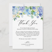 Carte De Remerciements Aquarelle Blue Hydrangea Garland Mariage Floral (Devant)